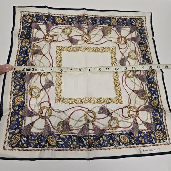 Roberta di Camerino Vintage Cotton Handkerchief Neckerchief Bandana Tassels - Picture 9 of 9